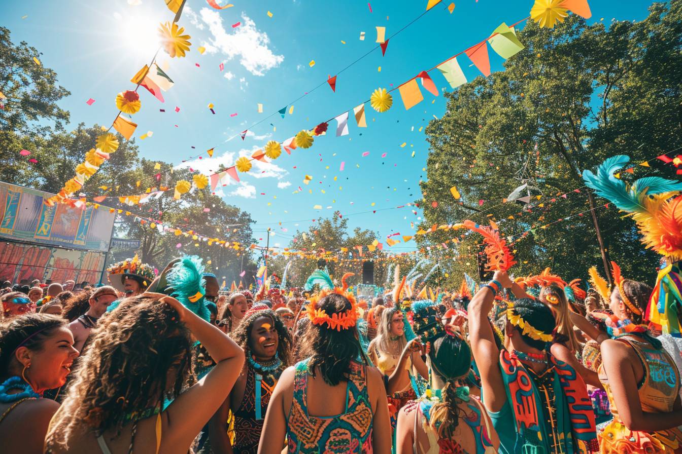 Festival joyeux pendant une fête de quartier à Colombes, illustrant comment rendre un déménagement mémorable avec festivals et fêtes
